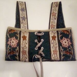 Embroidered Floral Crop Top - Multicolor Bohemian